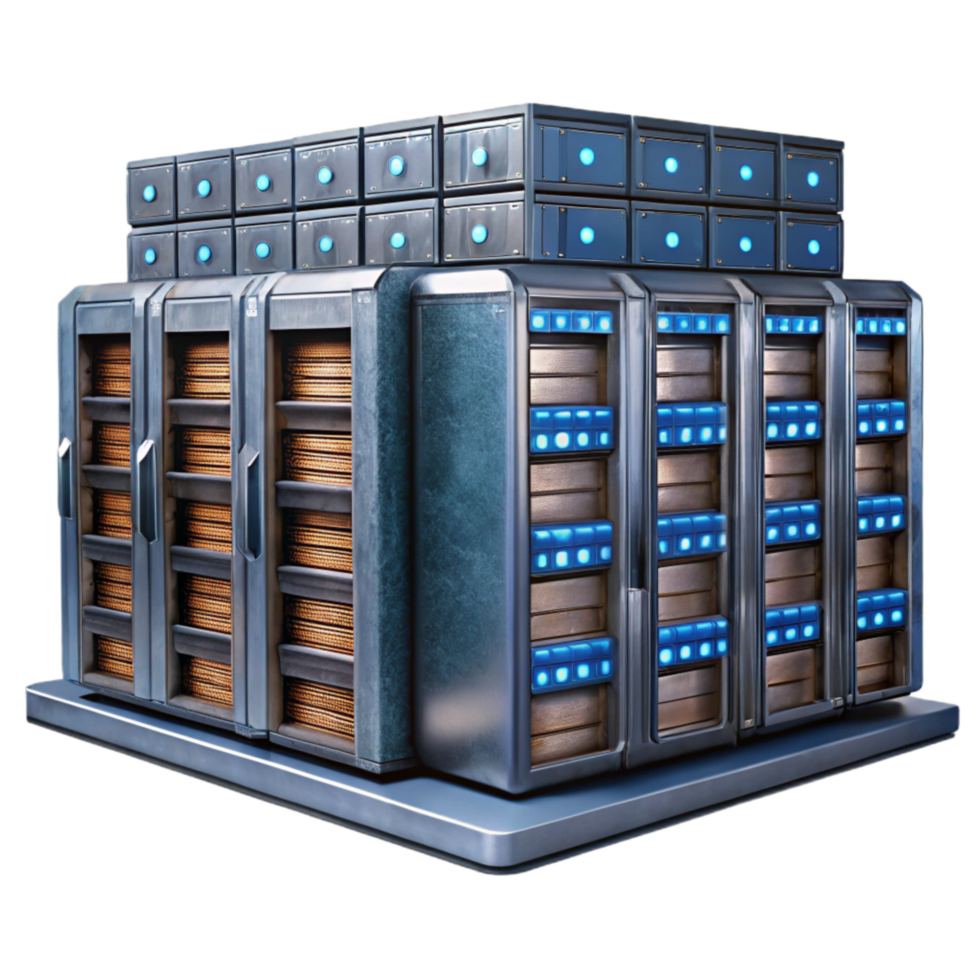 magnificent abstract Server Room with Rows of Servers Transparent Background detailed png