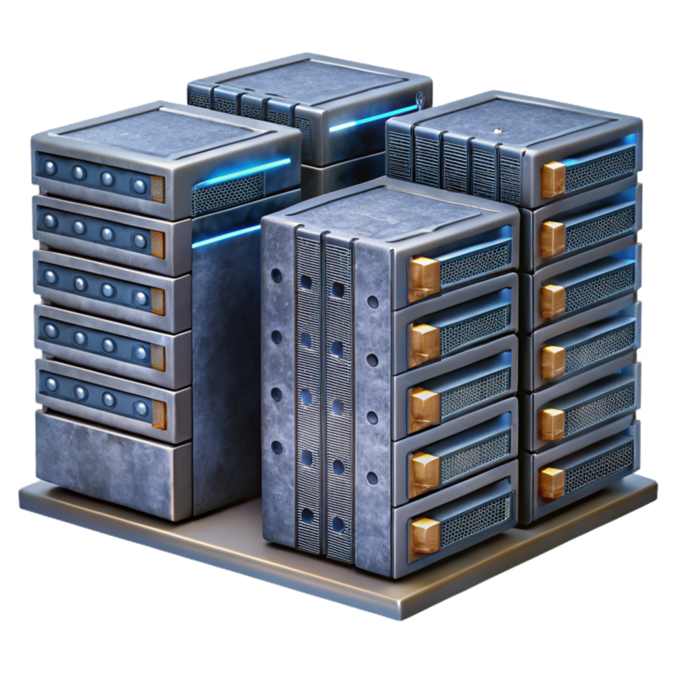 beautiful rustic Server Room with Rows of Servers Transparent Background high resolution png