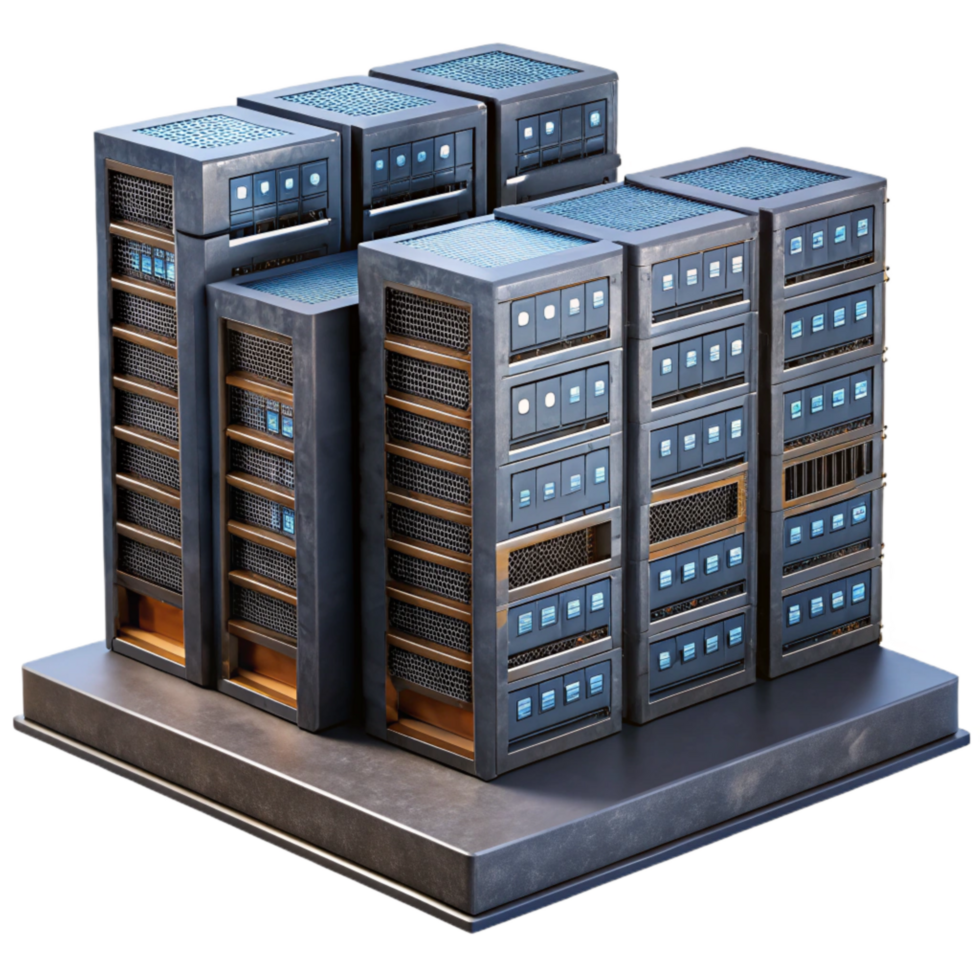 vibrant vintage Server Room with Rows of Servers Transparent Background authentic png