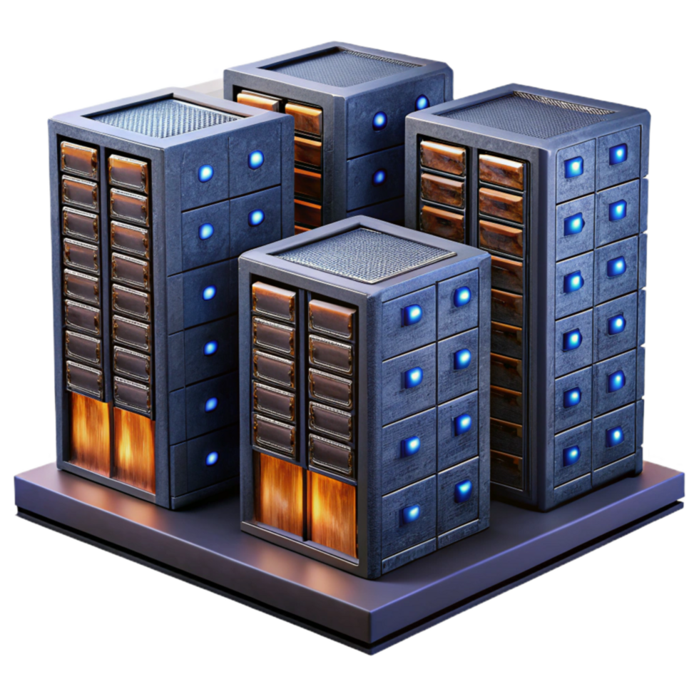 extraordinary modern Server Room with Rows of Servers Transparent Background authentic png