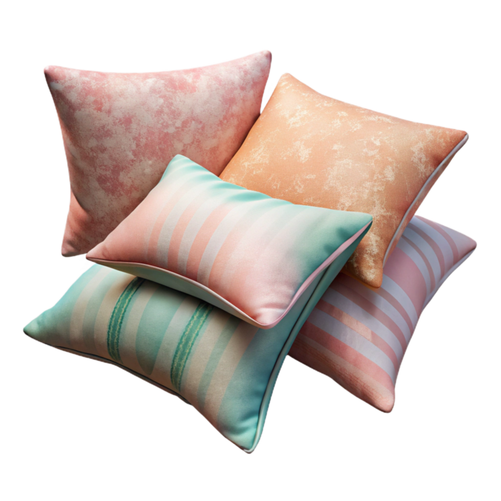 magnificent rustic Set of Decorative Throw Pillows Pastel Colors Isolated Element high resolution png