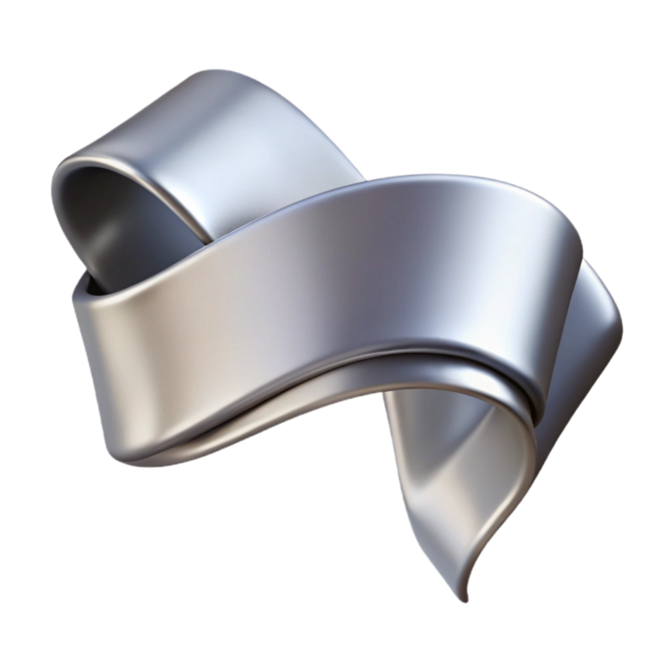 impressive abstract Shiny Silver Ribbon Isolated on Transparent Background professional png