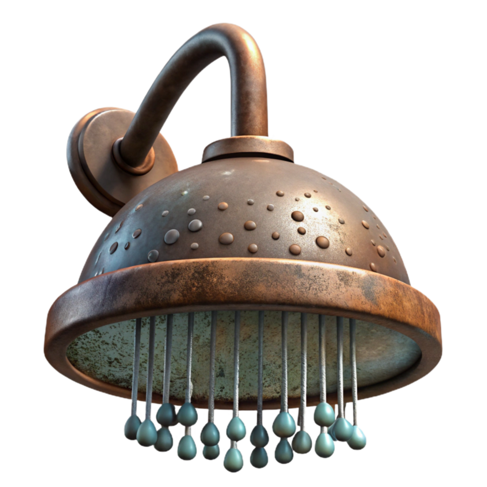 serene rustic Shower Head Rainfall Style Isolated Element original png