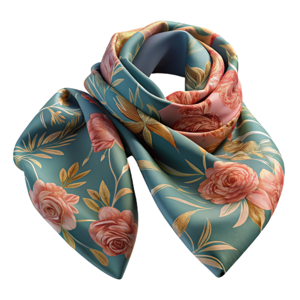 extraordinary rustic Silk Scarf with Floral Pattern Transparent Background professional png