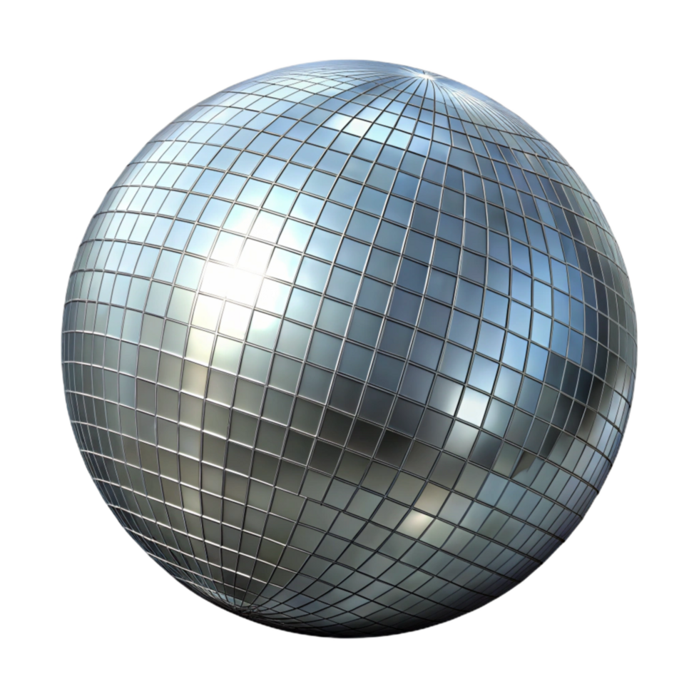 elegant minimalist Silver Disco Ball Isolated Element with Reflective Surface authentic png