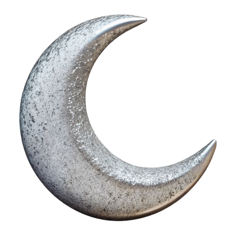 beautiful vintage Silver Glitter Crescent Moon Transparent Background professional png