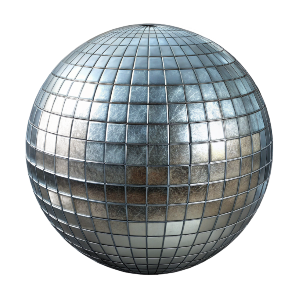 elegant modern Silver Disco Ball Isolated Element with Reflective Surface detailed png