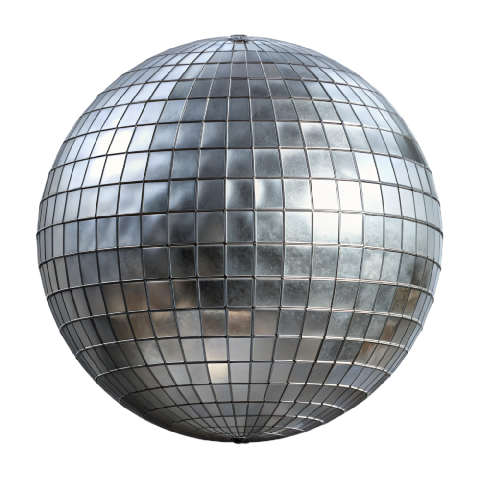 vibrant rustic Silver Disco Ball Isolated Element with Reflective Surface authentic png