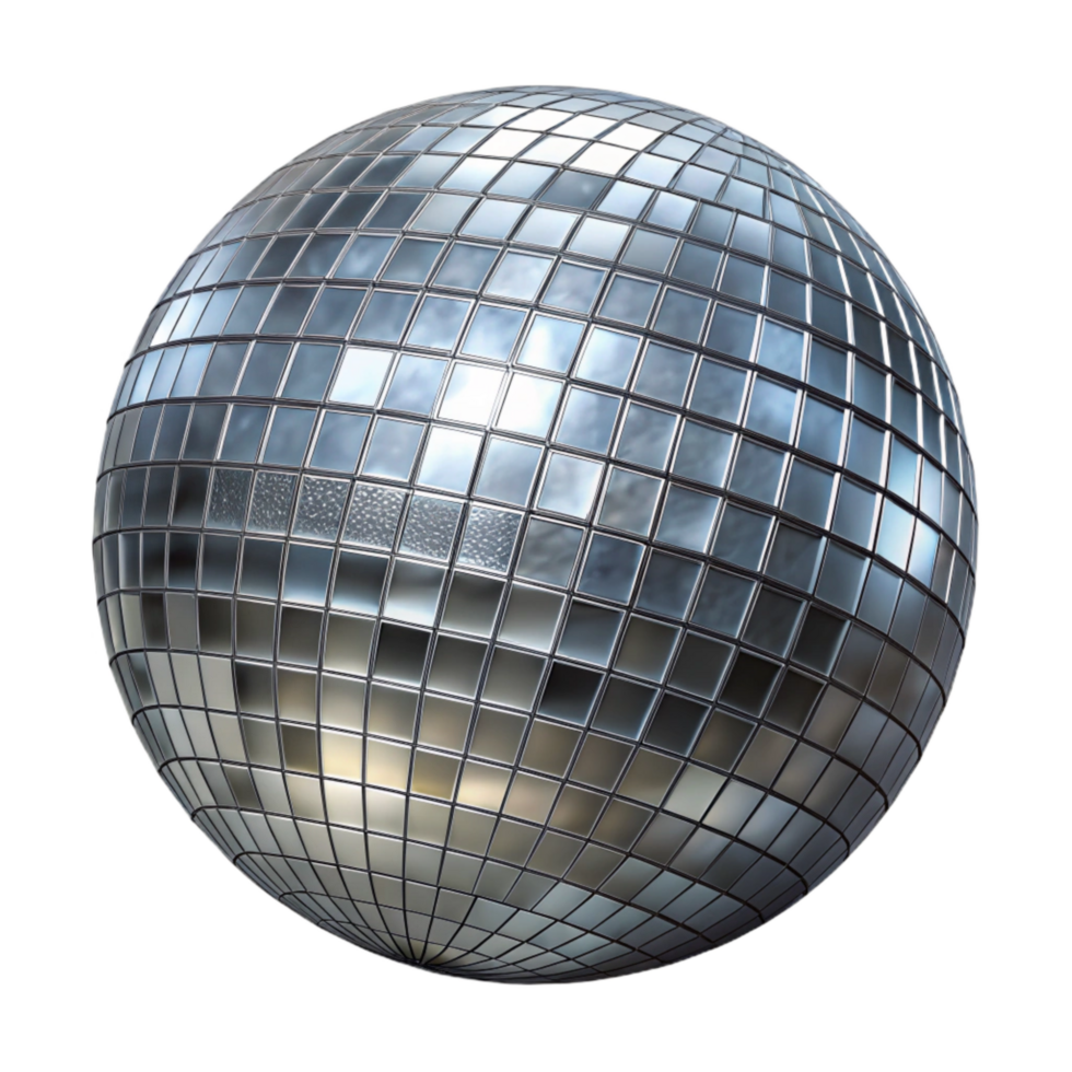 dramatic classic Silver Disco Ball Isolated Element with Reflective Surface authentic png