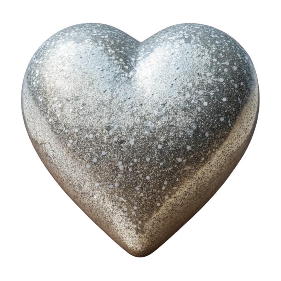 wonderful rustic Silver Glitter Heart Shape Transparent Background high resolution png