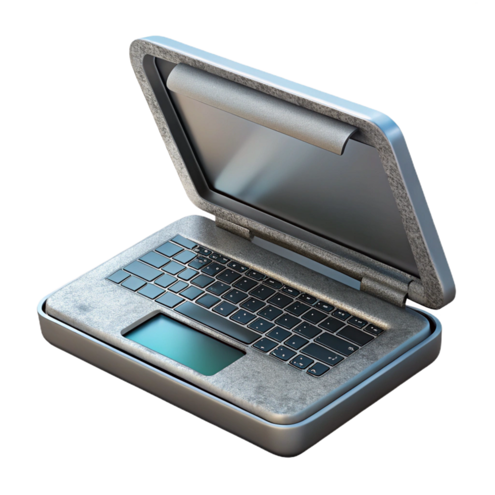 dramatic artistic Silver Laptop with Open Lid and Code on Screen high quality png