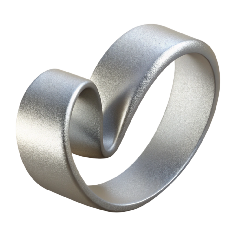 wonderful minimalist Silver Metallic Ribbon Curl Isolated on Transparent Background exclusive png