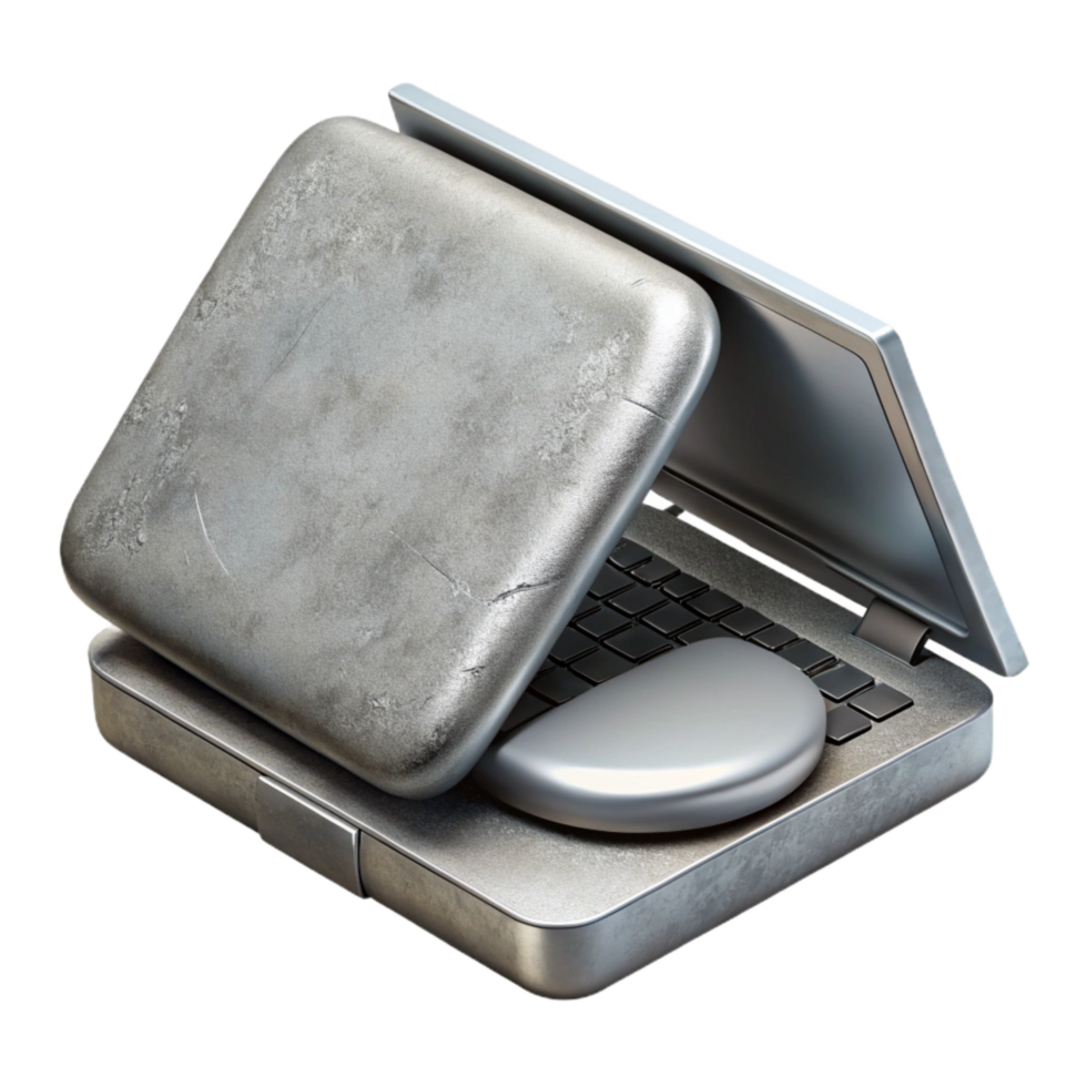 dramatic contemporary Silver Laptop with Closed Lid Top View Element detailed png
