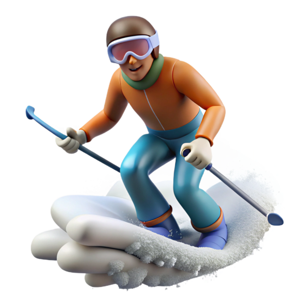 dramatic modern Skier in Powder Snow Action Shot Transparent Background professional png