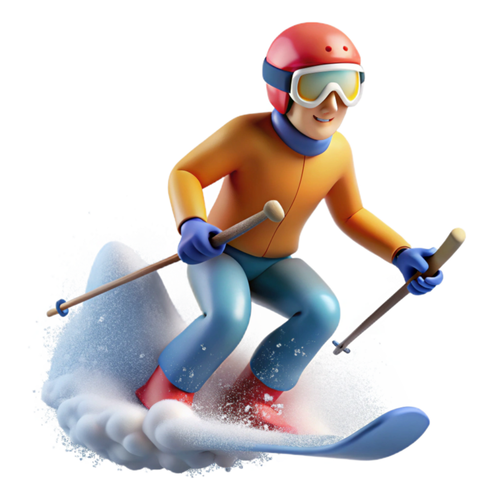 serene modern Skier in Powder Snow Action Shot Transparent Background professional png