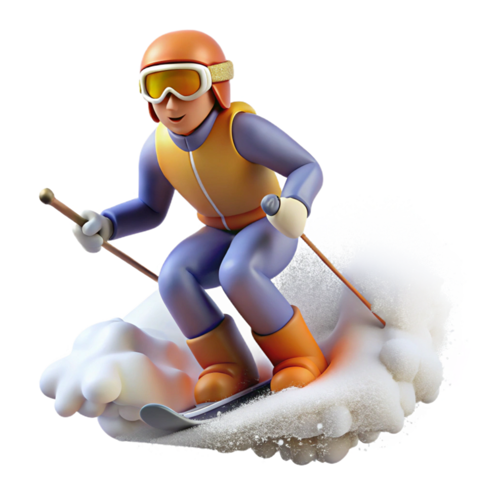 impressive contemporary Skier in Powder Snow Action Shot Transparent Background high resolution png