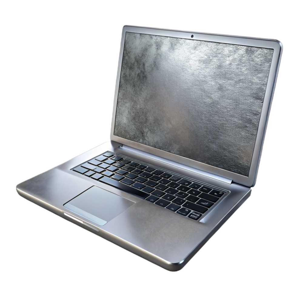 serene artistic Sleek Silver Laptop Front View Isolated Element high quality png