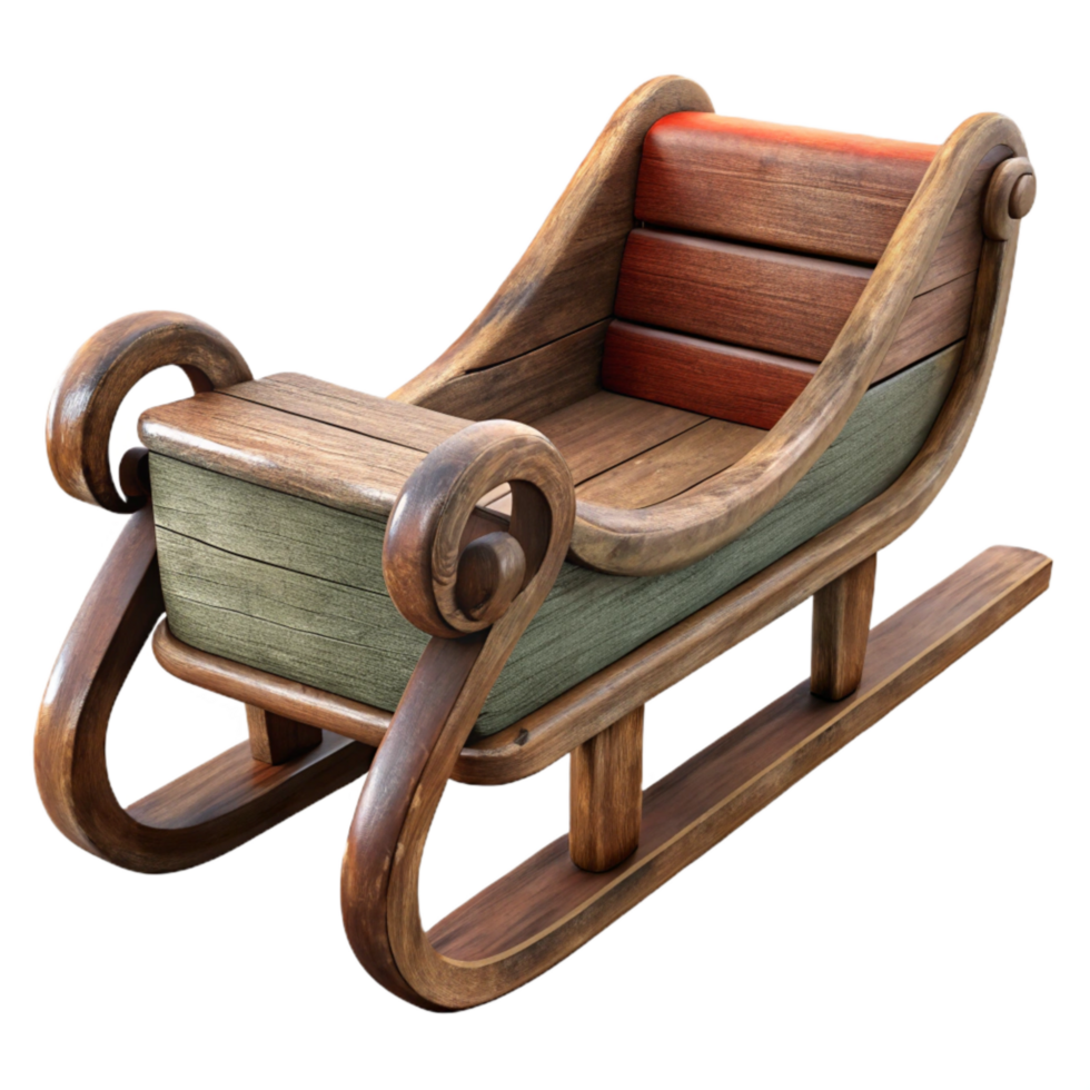 impressive minimalist Sled Wooden Classic Style Isolated premium png