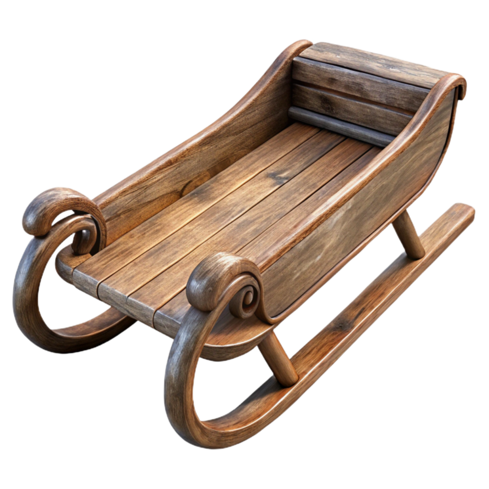 dramatic classic Sled Wooden Classic Style Isolated 4K png