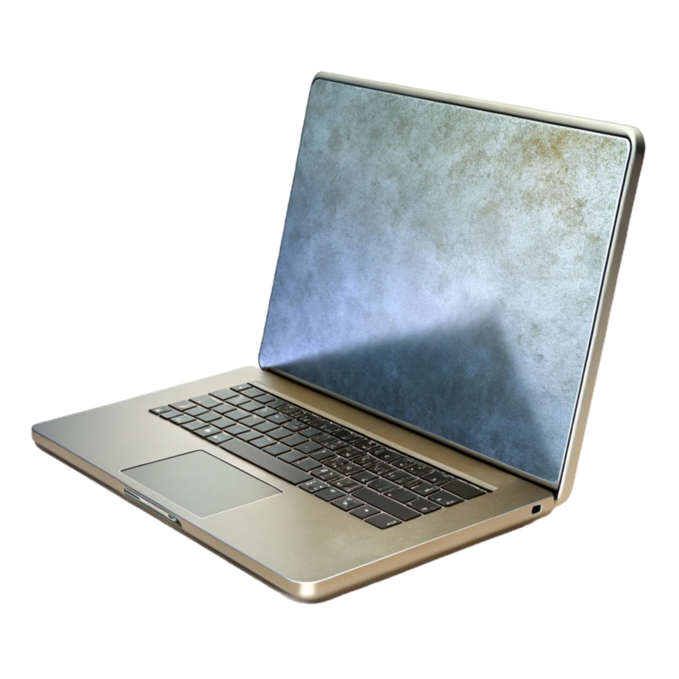 elegant traditional Sleek Silver Laptop Side View Isolated Element genuine png