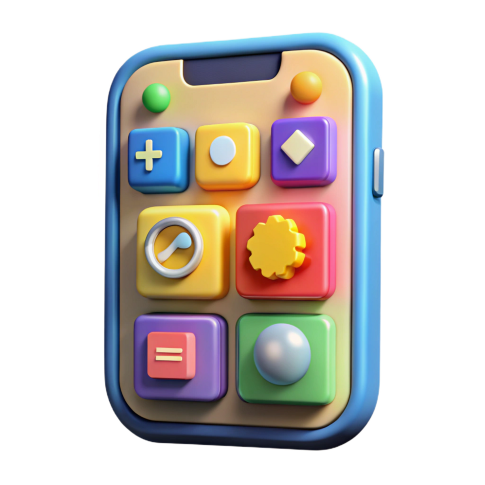 dramatic minimalist Smartphone App Interface with Colorful Icons Cutout high resolution png