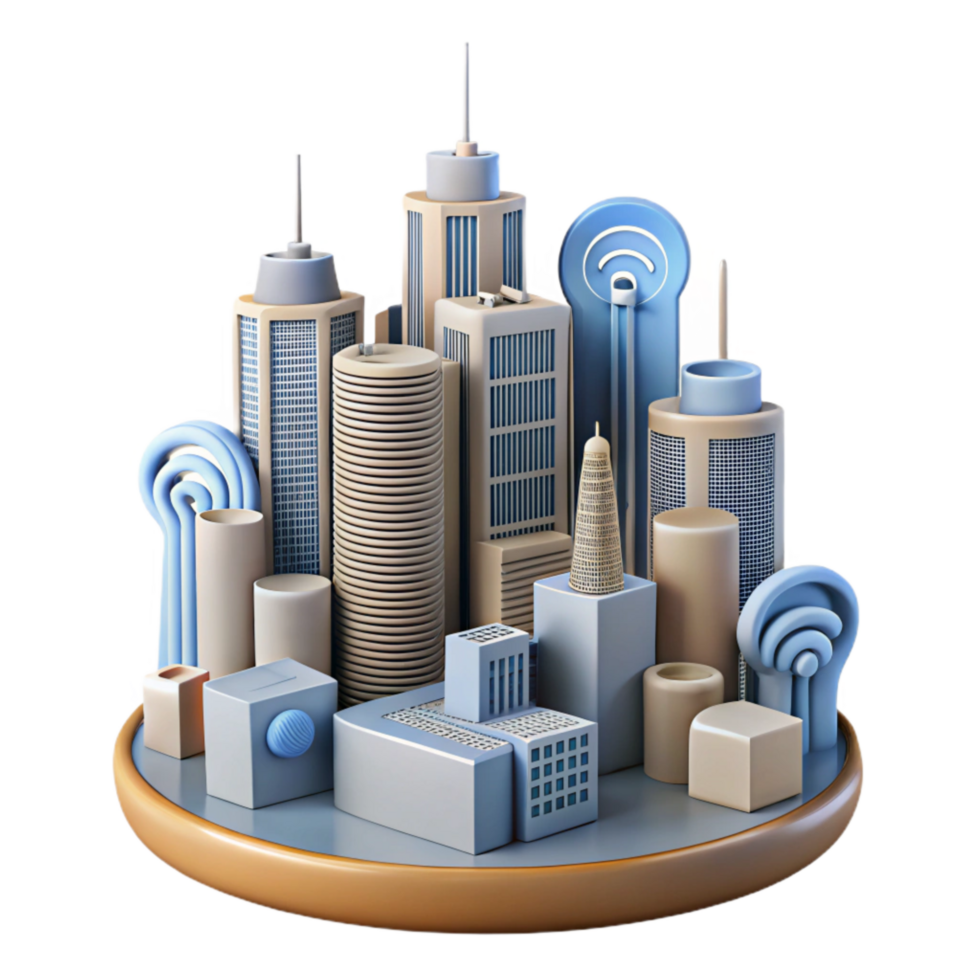 stunning minimalist Smart City Skyline with Connected Devices Isolated Element professional png