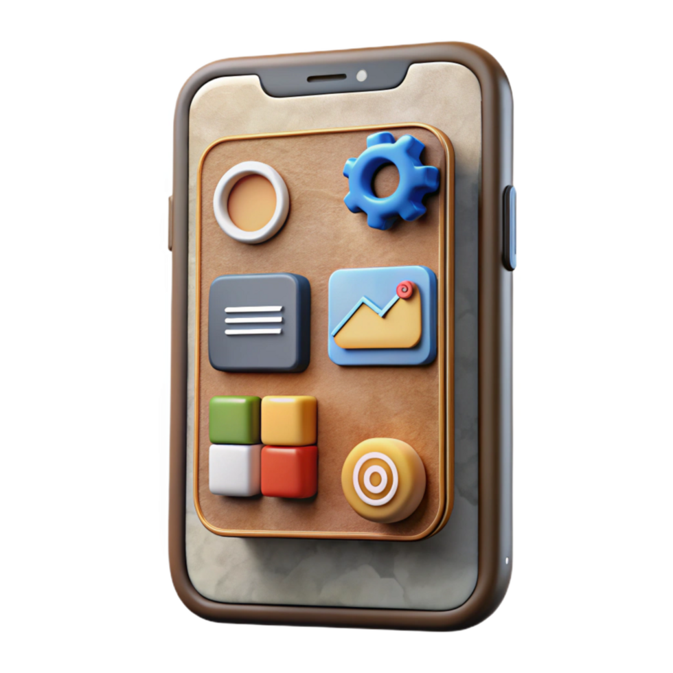 elegant creative Smartphone with Business App Isolated detailed png