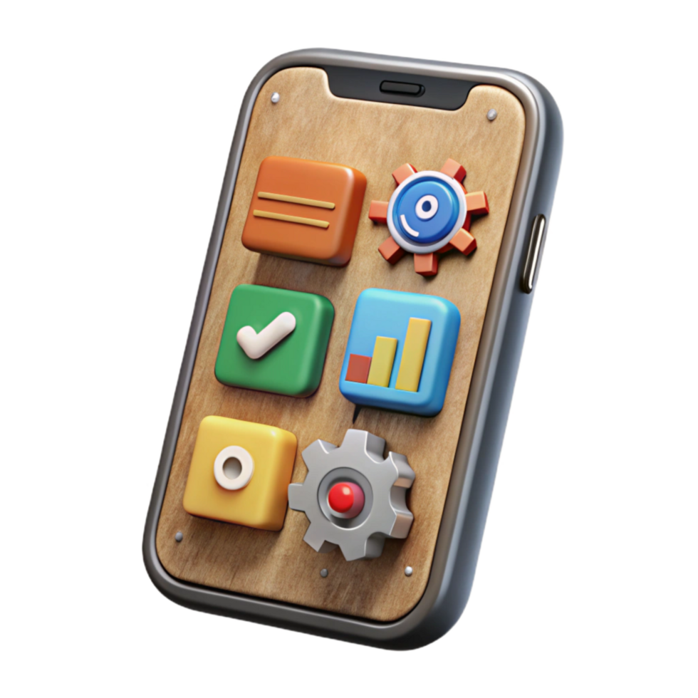vibrant minimalist Smartphone with Business App Isolated original png