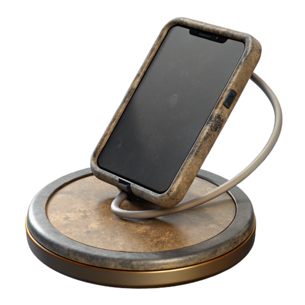 magnificent artistic Smartphone Charging on Wireless Pad Black Isolated exclusive png