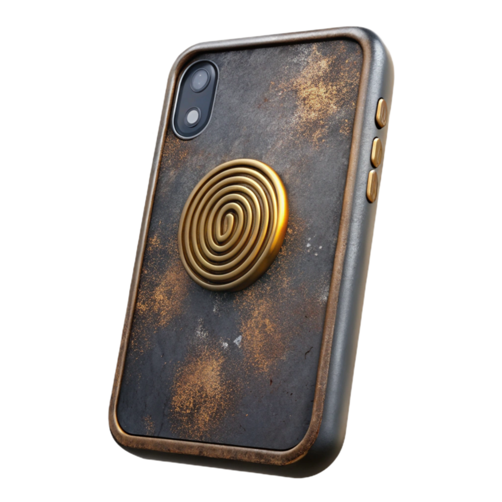 elegant abstract Smartphone with Fingerprint Sensor on Back Black Isolated authentic png