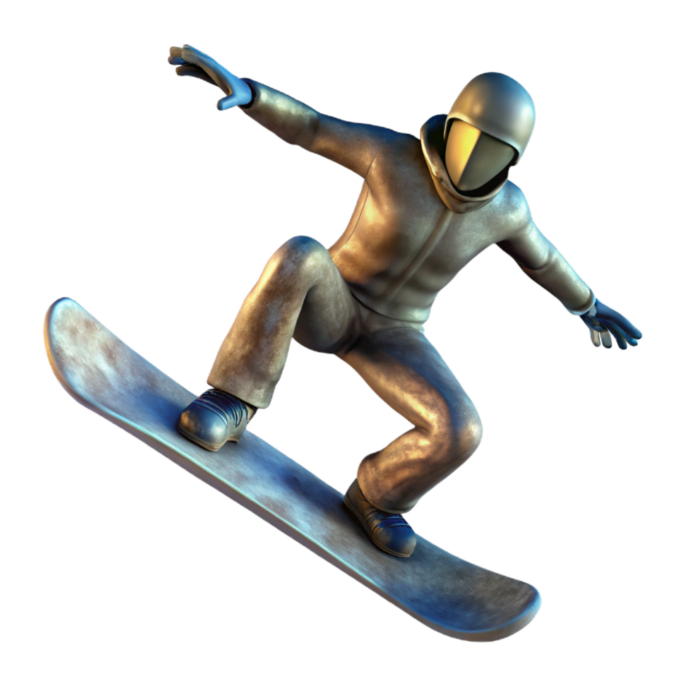 elegant creative Snowboarder Jumping Silhouette Transparent Background high quality png