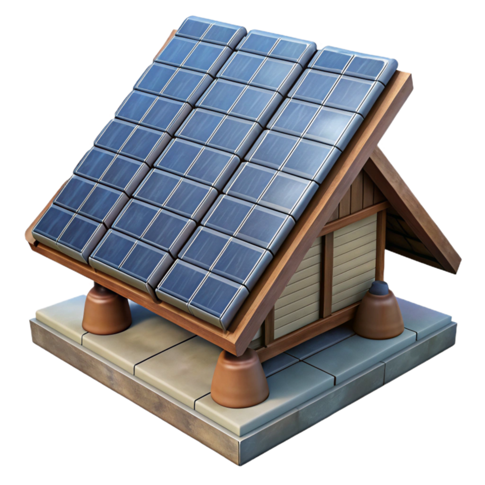 extraordinary modern Solar Panel Array on Rooftop Isolated Image high quality png