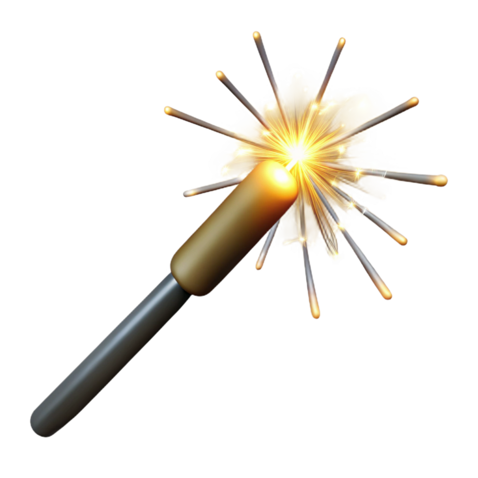 beautiful artistic Sparklers Handheld Burning Brightly Transparent Background detailed png