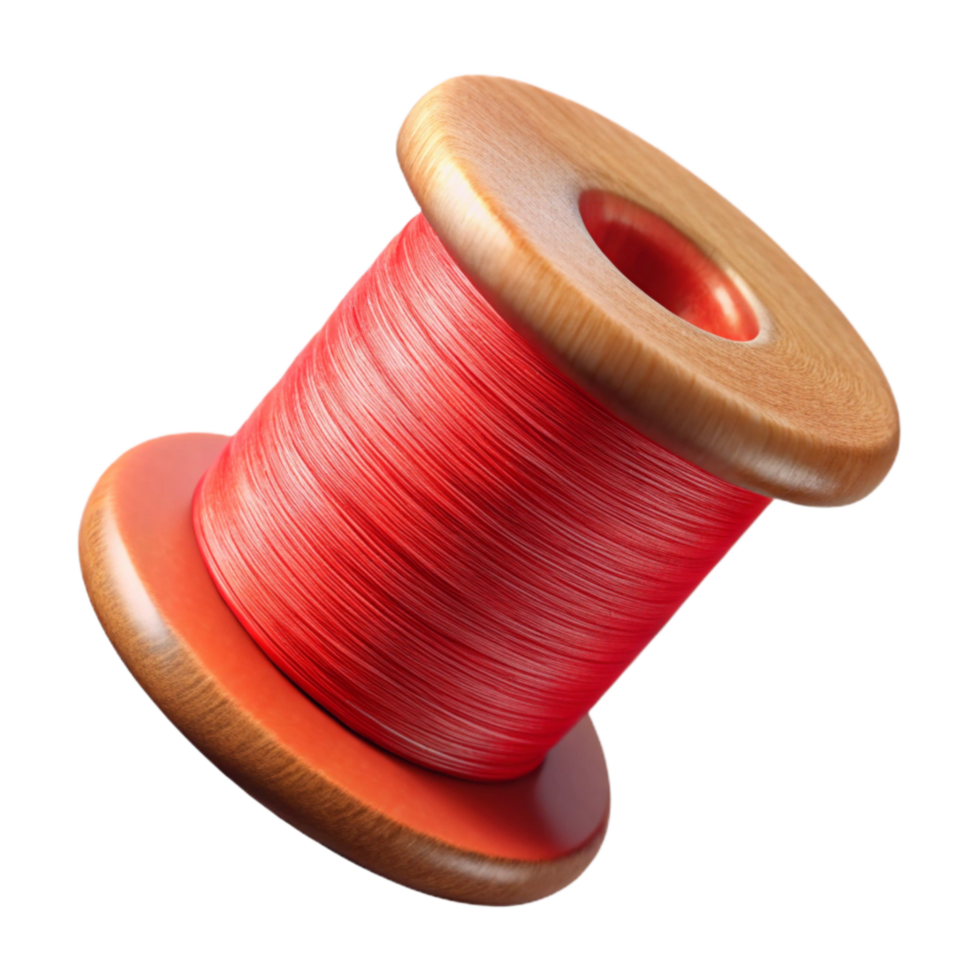 dramatic artistic Spool of Red Thread Side View Transparent Background professional png