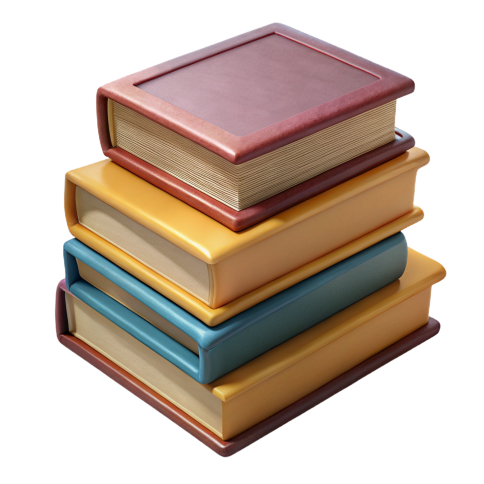 extraordinary creative Stack of Books with Different Sizes Cutout with Isometric View genuine png