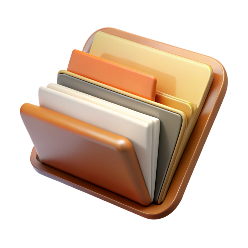 serene creative Stack of Papers with Folder Transparent Background high resolution png