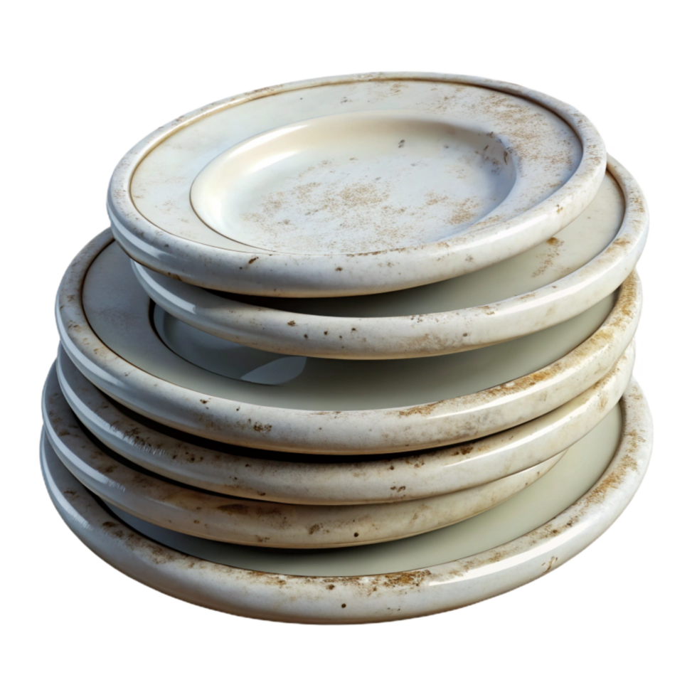 impressive vintage Stack of Plates White Porcelain Transparent Background genuine png