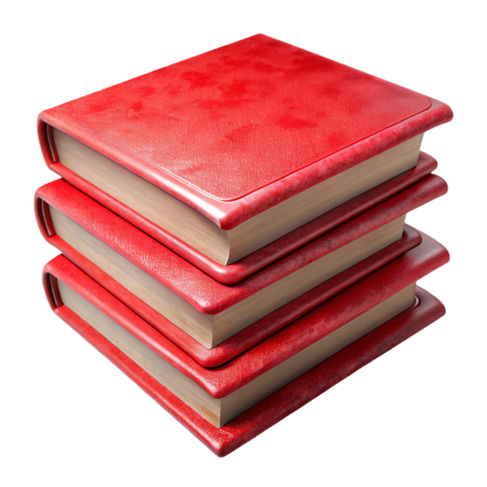 dramatic contemporary Stack of Textbooks with Red Covers Transparent Background 4K png