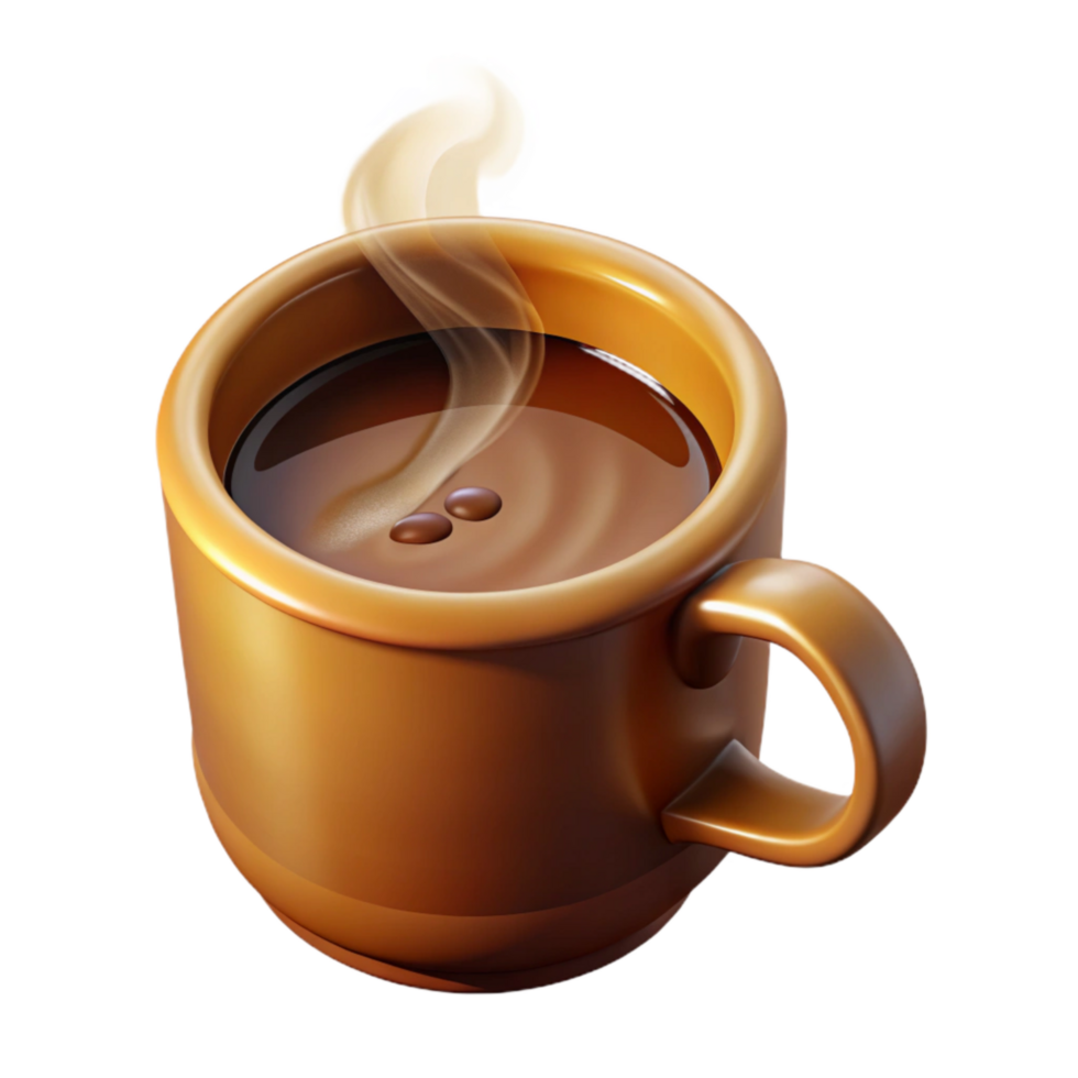vibrant rustic Steaming Hot Coffee Mug Top View Transparent Background 4K png