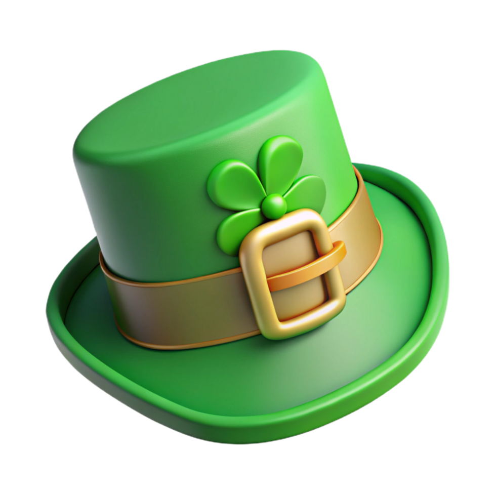 magnificent rustic St Patricks Day Leprechaun Hat Green with Buckle Transparent Background genuine png