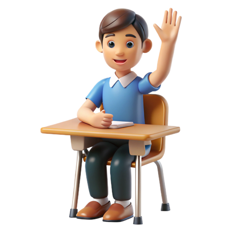 wonderful rustic Student Raising Hand in Class Front View Transparent high resolution png