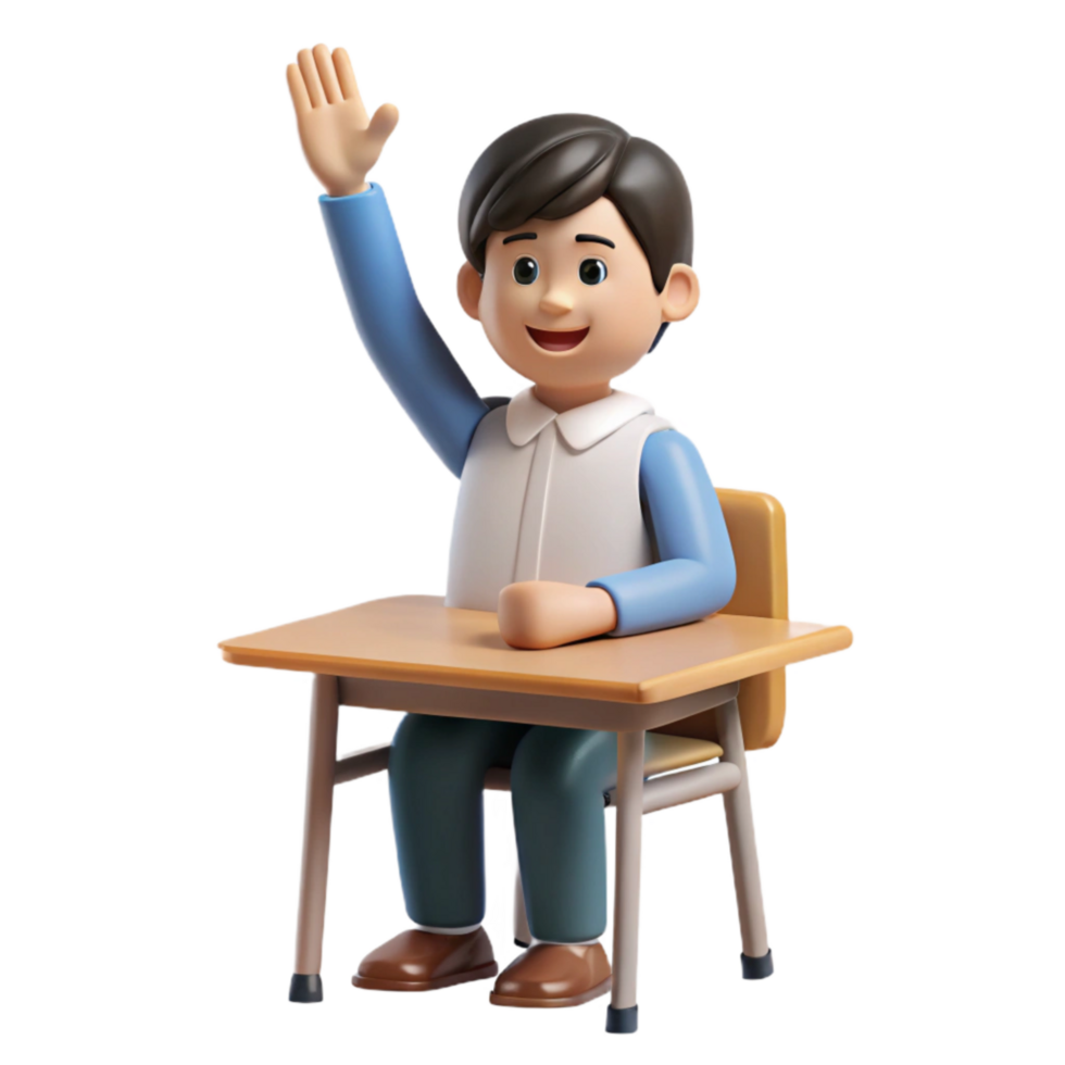 magnificent rustic Student Raising Hand in Class Front View Transparent genuine png