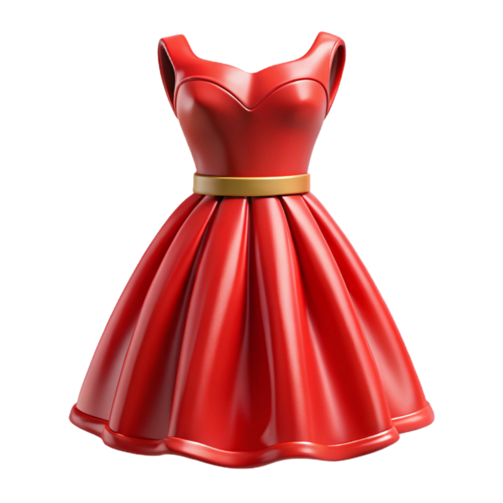 elegant minimalist Stylish Red Dress Cutout on Transparent Background high resolution png