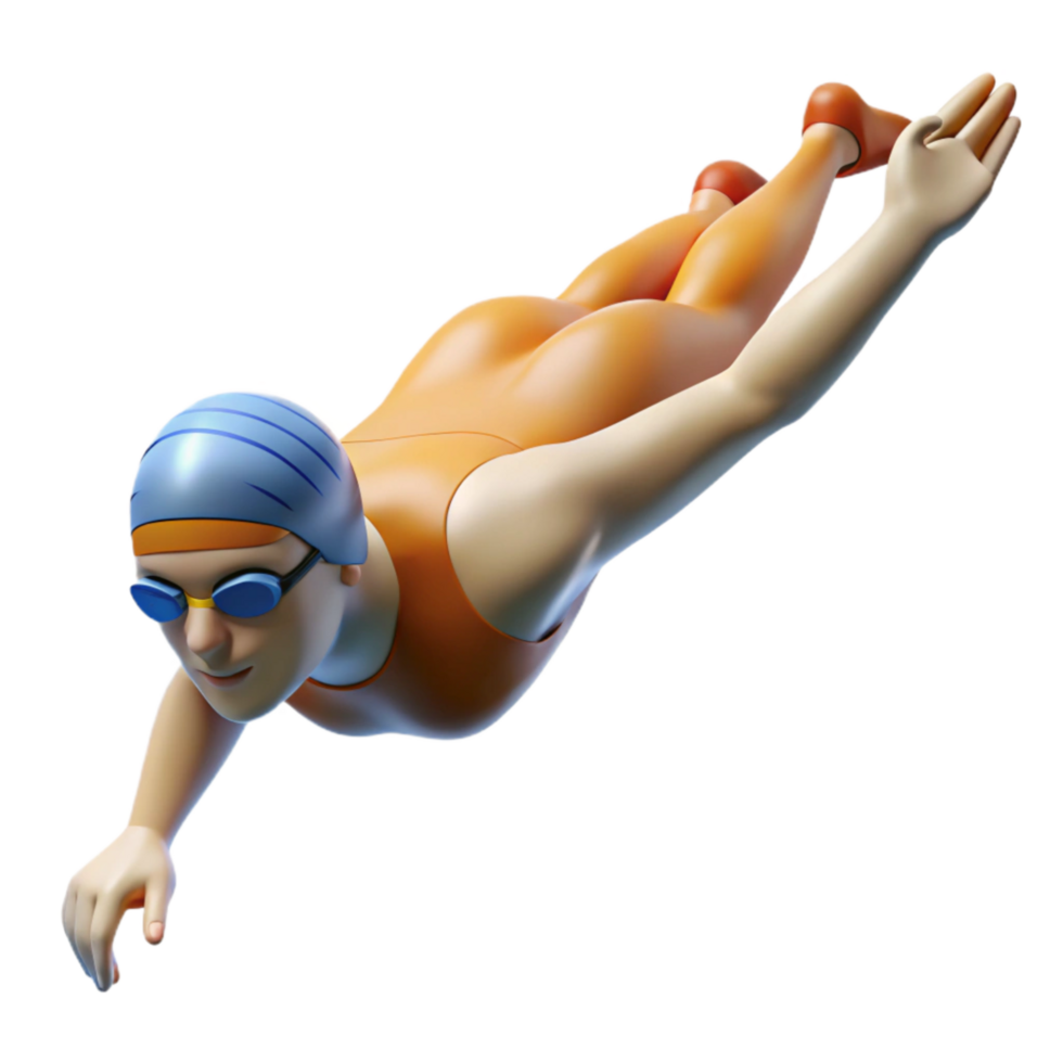 magnificent traditional Swimmer Backstroke Action Shot Transparent Background original png