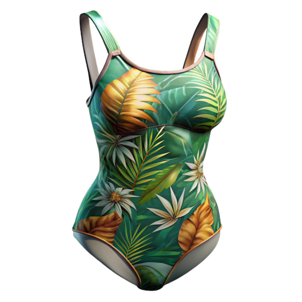 serene abstract Swimsuit with Tropical Print Transparent Background 4K png