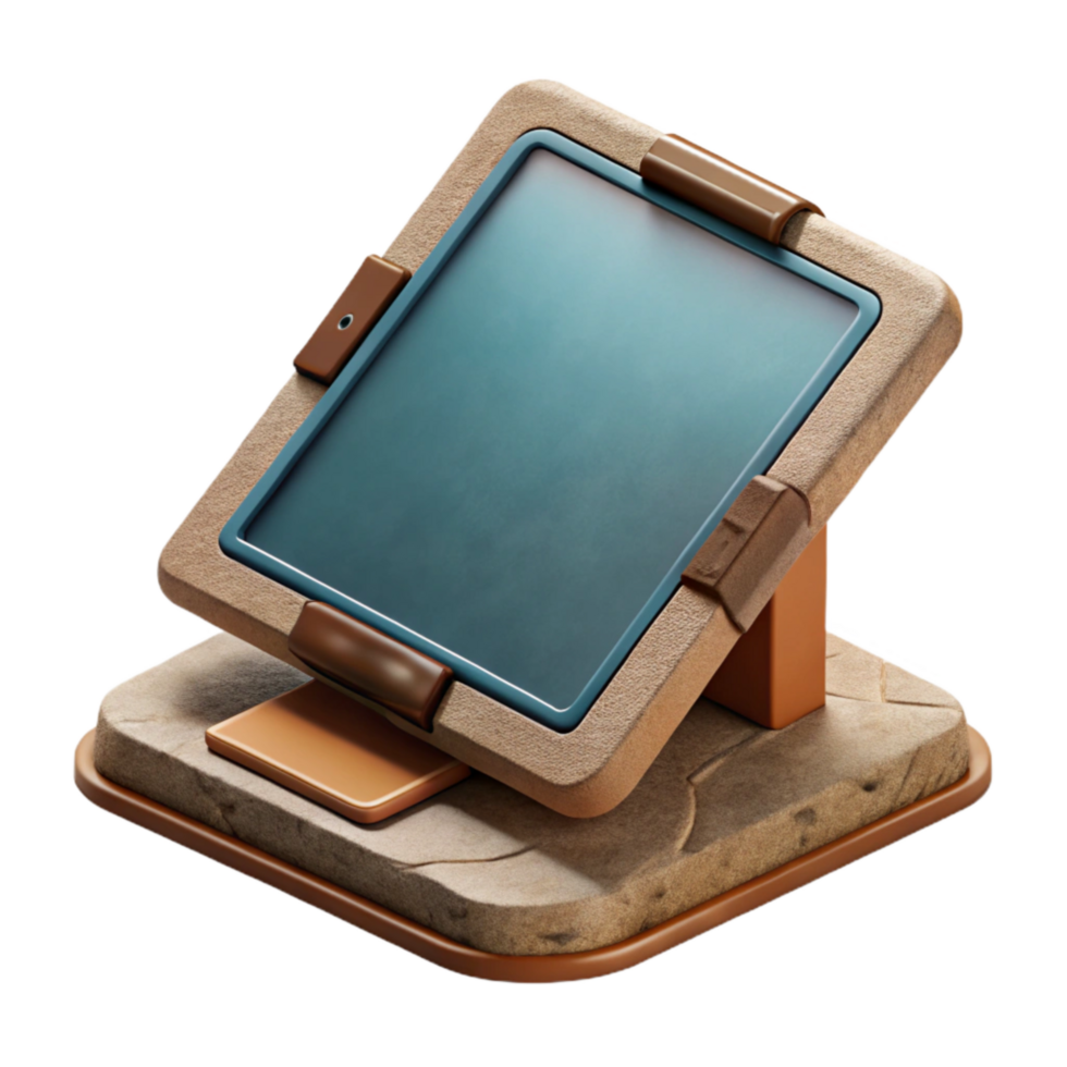 vibrant abstract Tablet with Stand Top View on Transparent Background detailed png