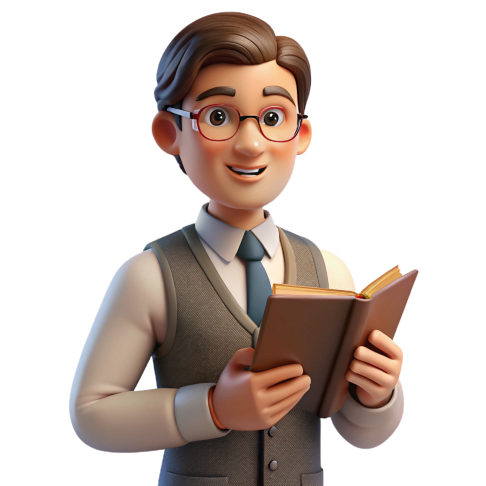 vibrant abstract Teacher Holding a Book Side View Transparent Element high resolution png