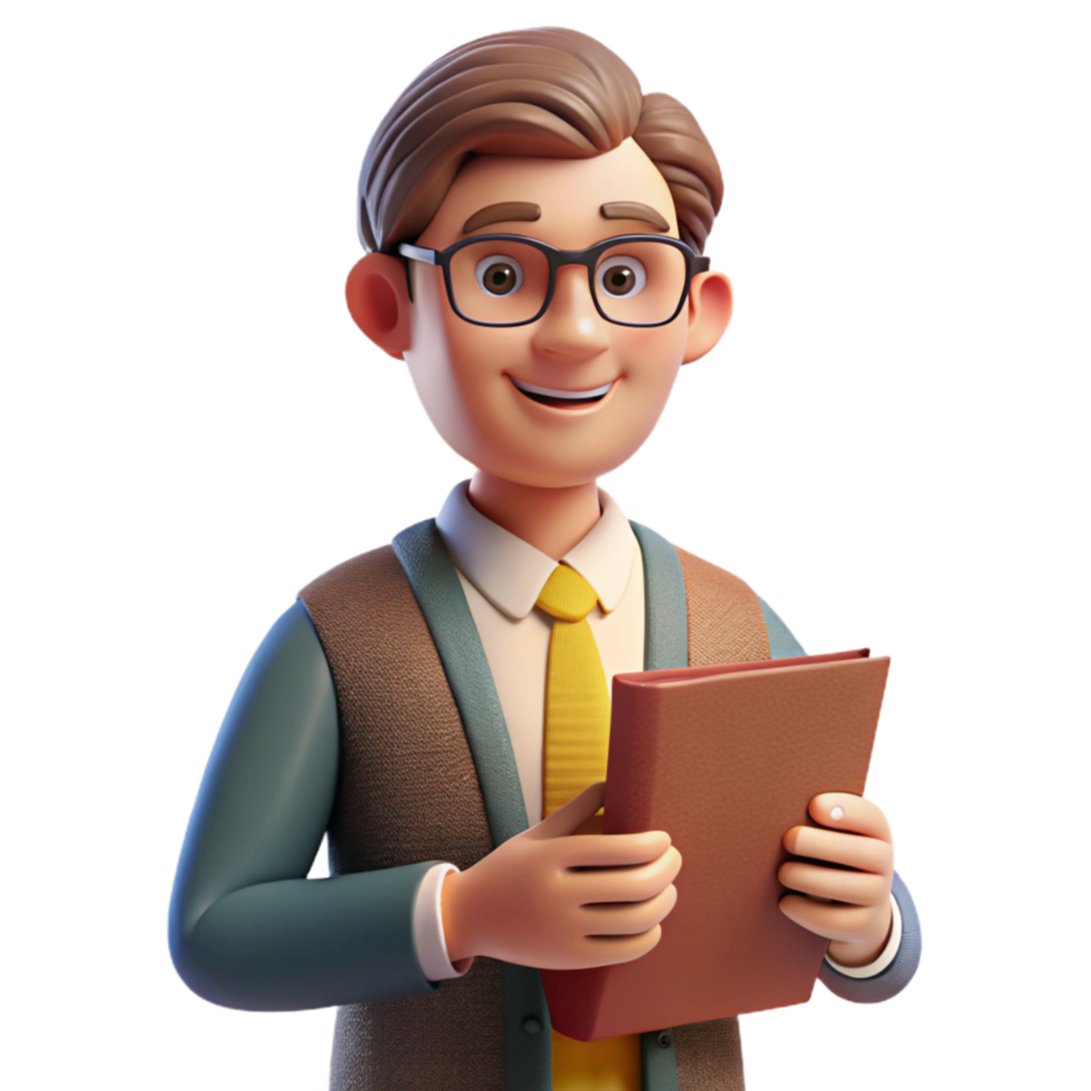 stunning classic Teacher Holding a Book Side View Transparent Element high resolution png