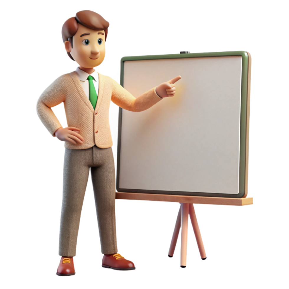 wonderful vintage Teacher Pointing at Whiteboard Side View Transparent Element authentic png