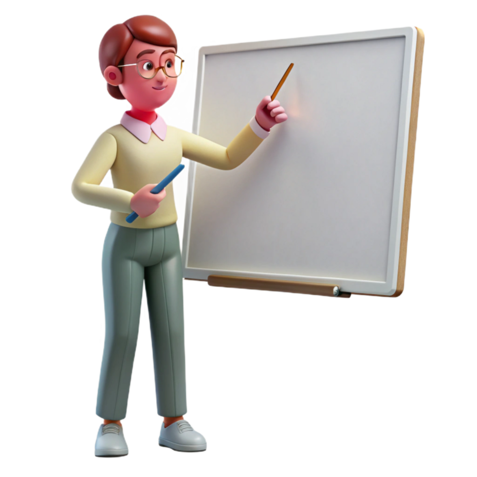 impressive abstract Teacher Writing on Whiteboard Side View Transparent Element premium png